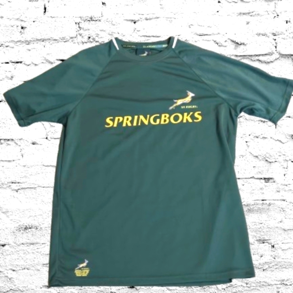 South Africa Springboks Rugby Jersey Green Performance Shirt Size M